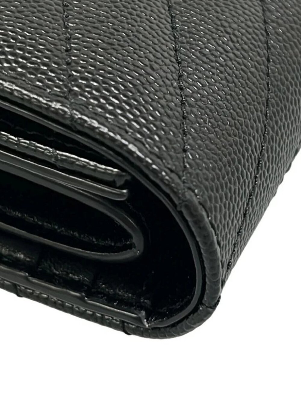 SAINT LAURENT PARIS Cassandra Multifold Wallet 692061 Black Leather - - Picture 7 of 12